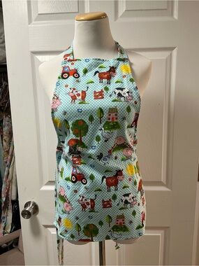 2004 - Farm Animal Print Apron in Light Blue